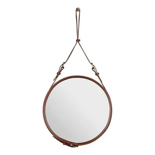 Adnet Espejo Circular Ø45 Tan Leather – GUBI