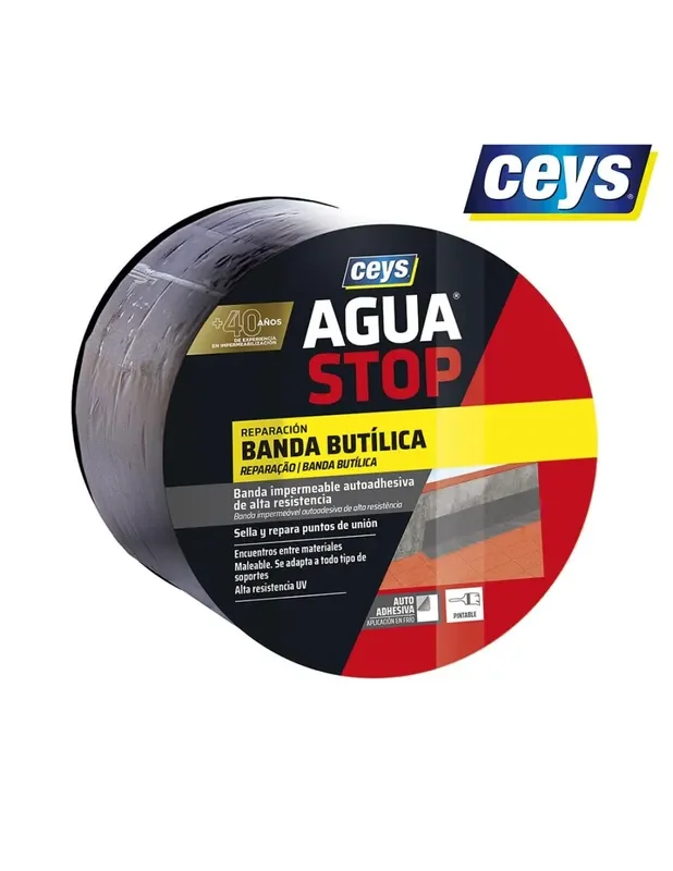 Aguastop banda imp. butilo gris 10cmx10m 901005 8429243310172 95678 CEYS
