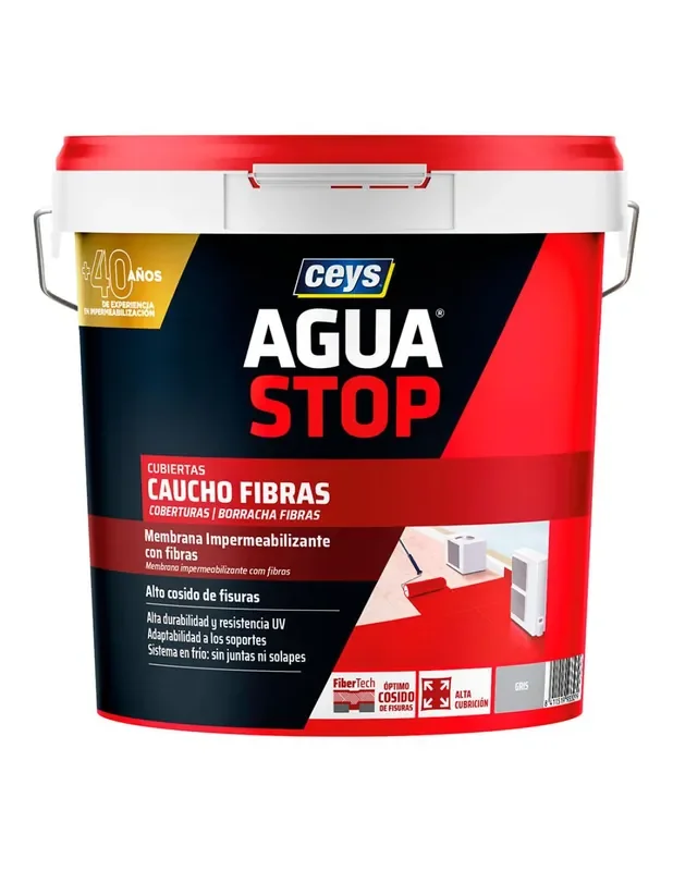 Aguastop caucho fibras gris 20kg 903307 8411519933079 95599 AGUASTOP
