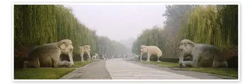 Statues of elephants along the Sacred Way, Ming Tombs, Beijing de Todd Gustafson Panoramic Images